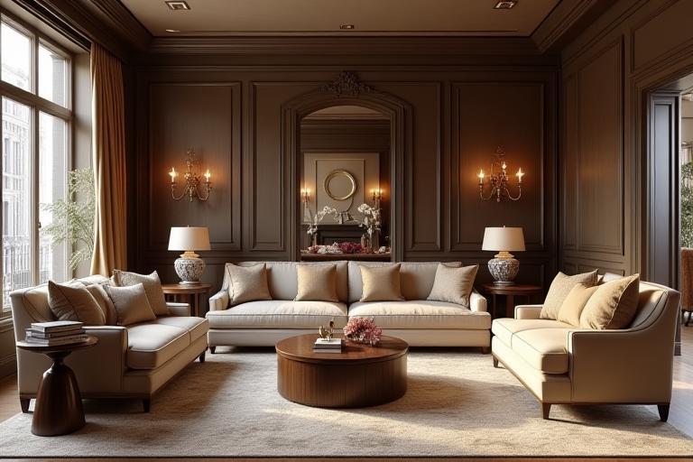 Classic style interior design project with elegant furniture and details